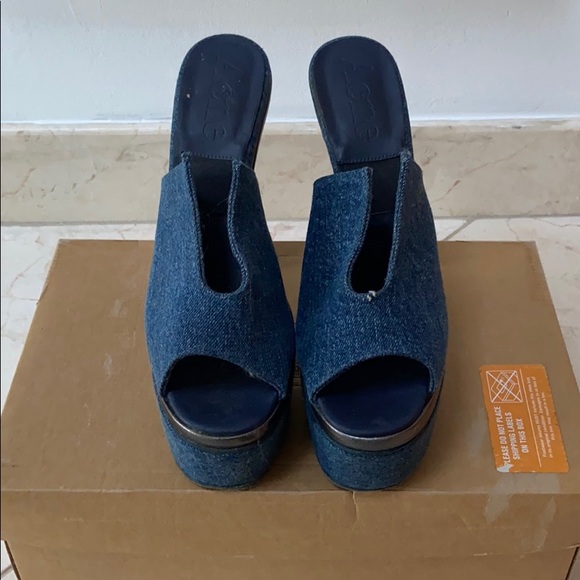 ACNE | Denim Platform Heels - Picture 2 of 8